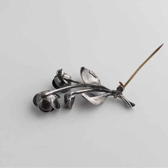 Sterling Silver Flower Brooch Pin Floral Rose Blossom Design Vintage Retro .925 - Picture 5 of 11